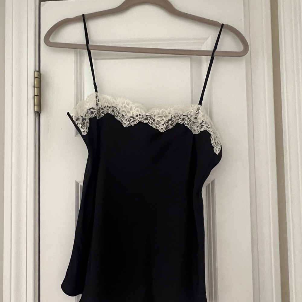 Zara Black Cami with White Lace Detail